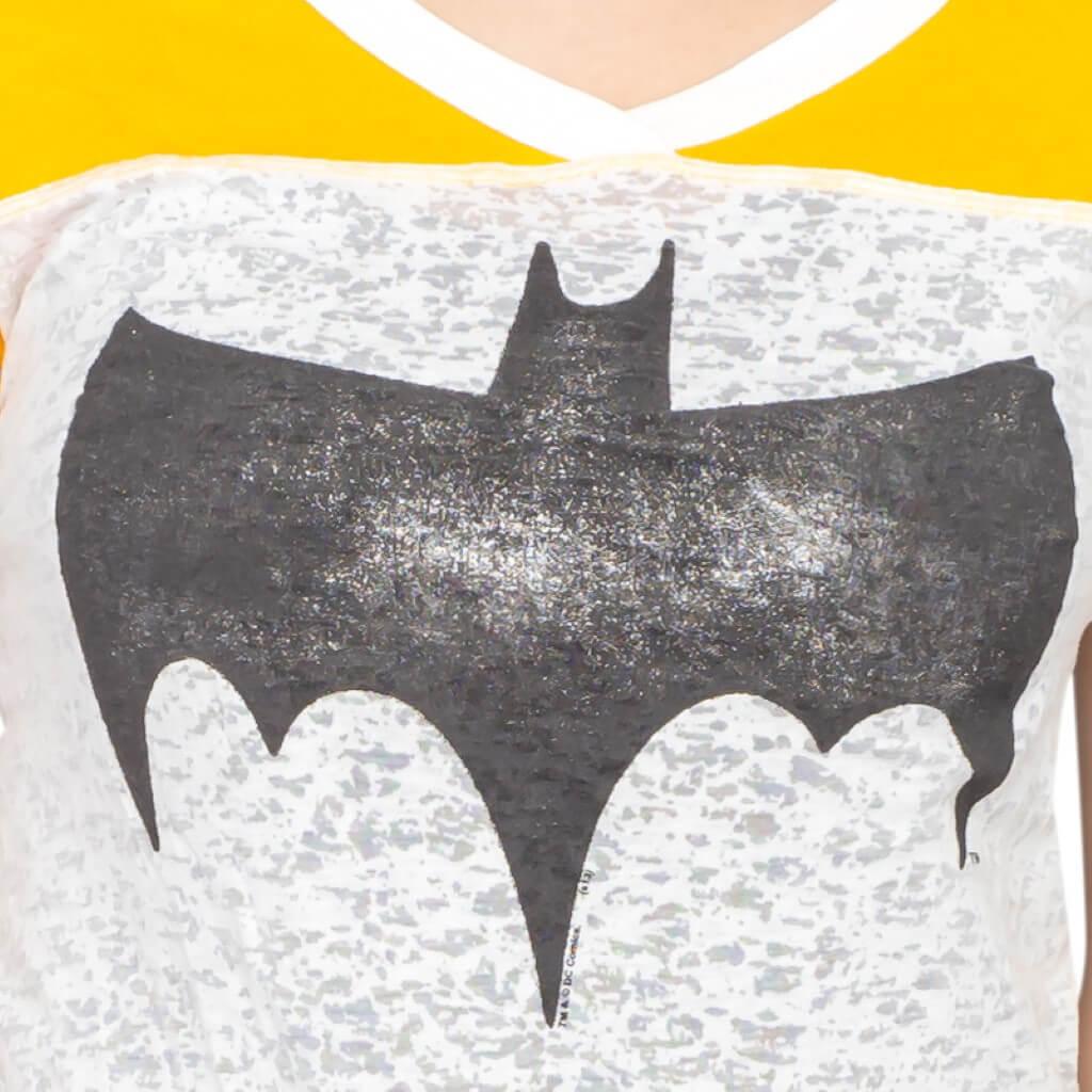 Vintage Batman Logo Juniors Burnout T-shirt with Striped Sleeves - Image 3