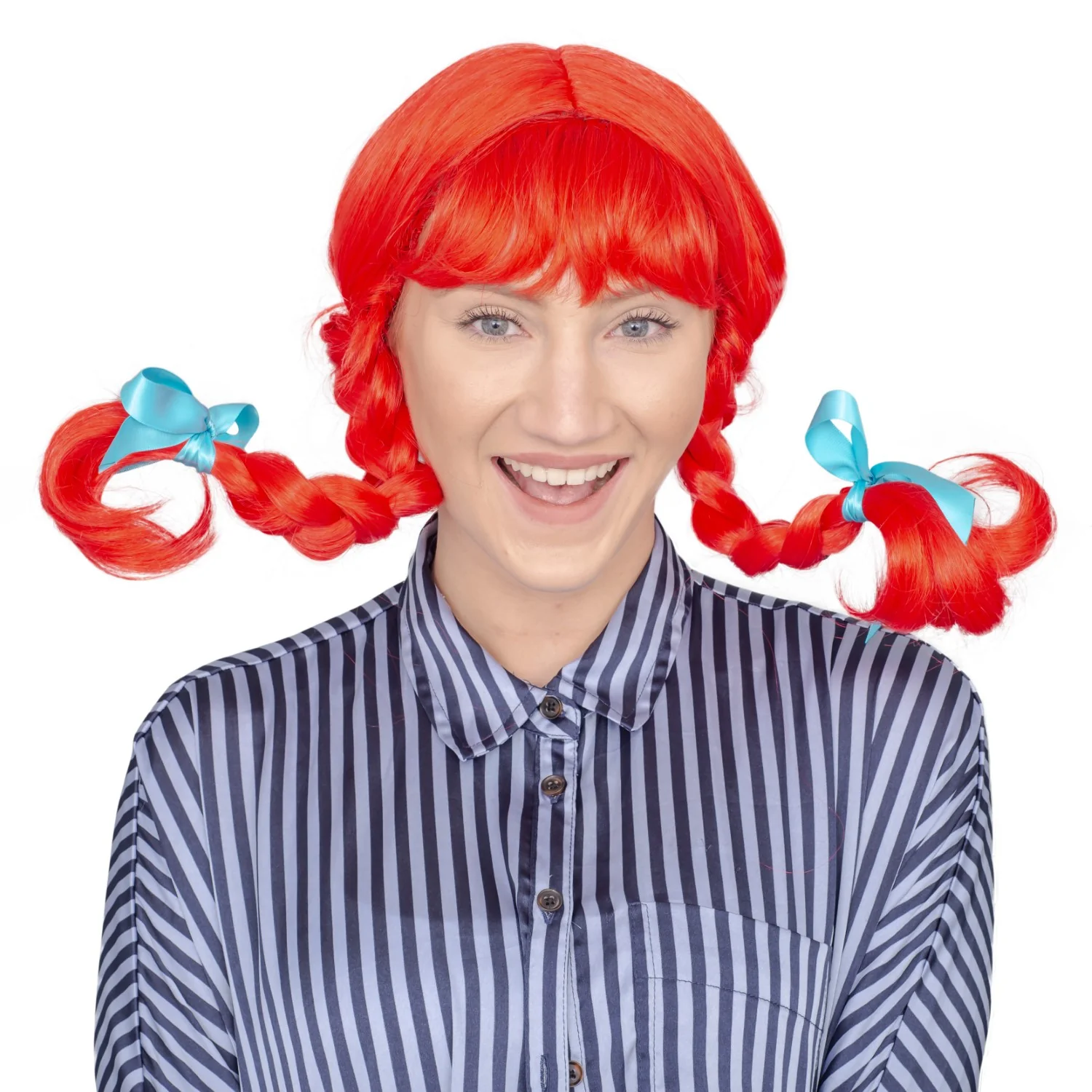 Fast Food Red Hair with Braids Adult Deluxe Halloween Costume Cosplay Wig - Image 2