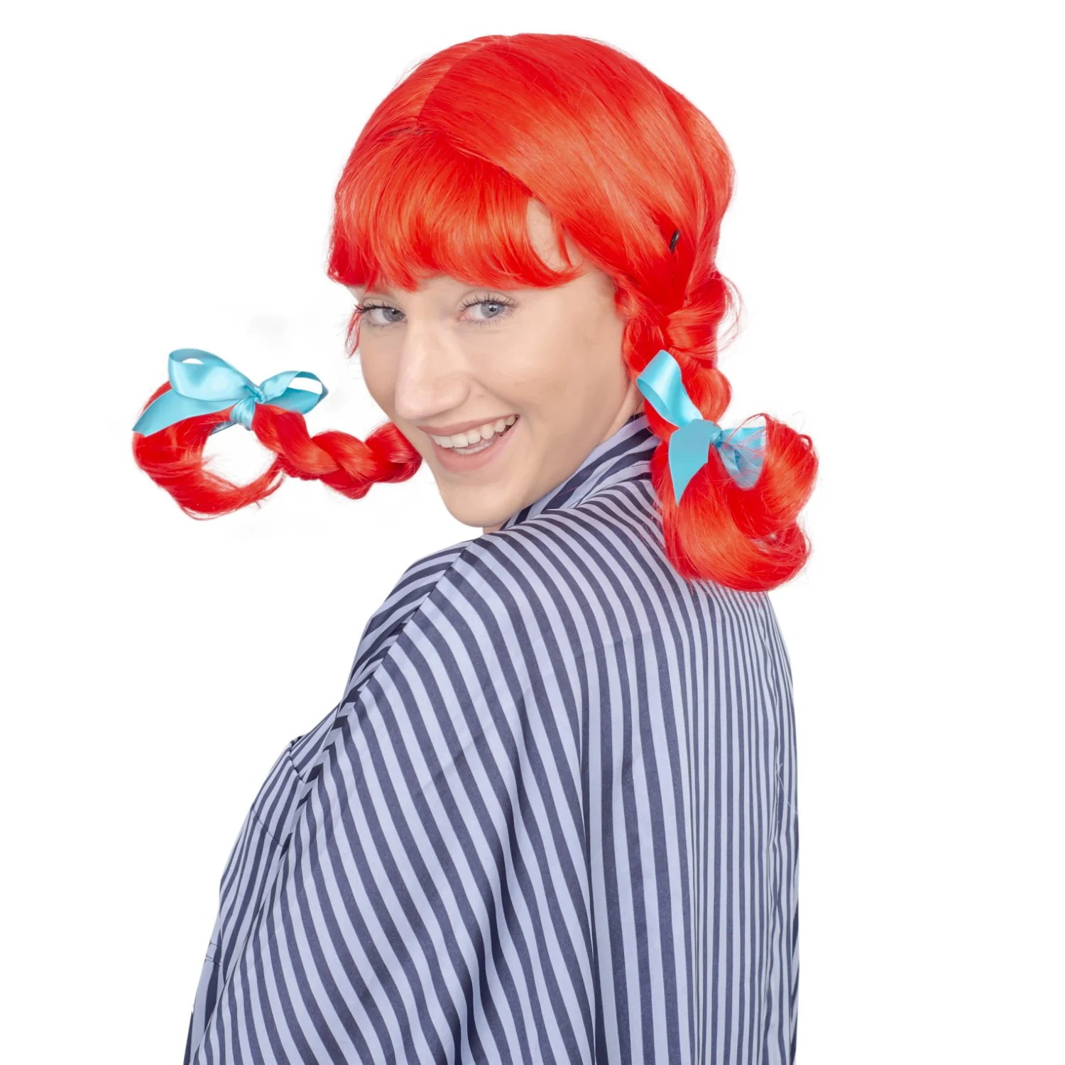 Fast Food Red Hair with Braids Adult Deluxe Halloween Costume Cosplay Wig - Image 3
