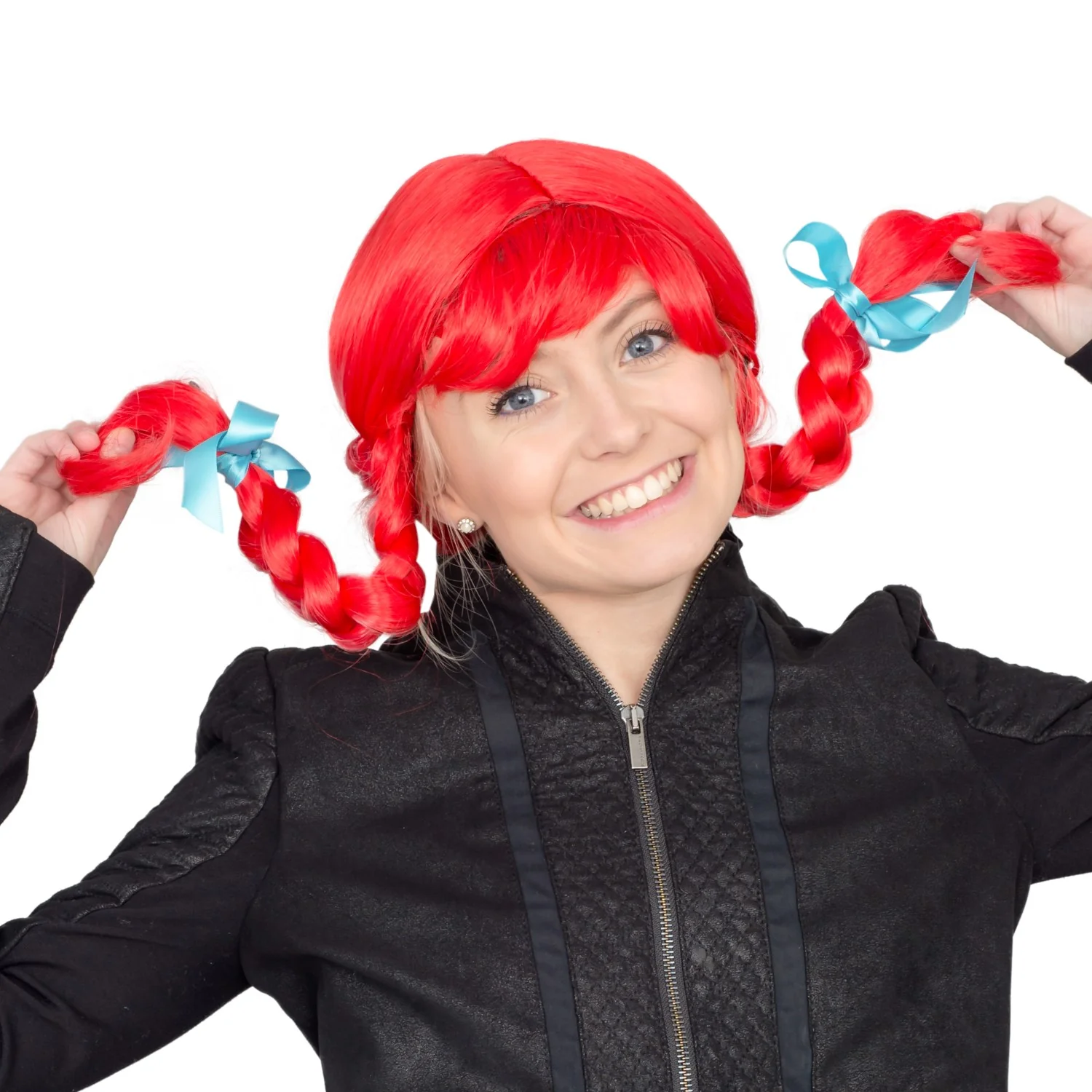 Fast Food Red Hair with Braids Adult Deluxe Halloween Costume Cosplay Wig - Image 5