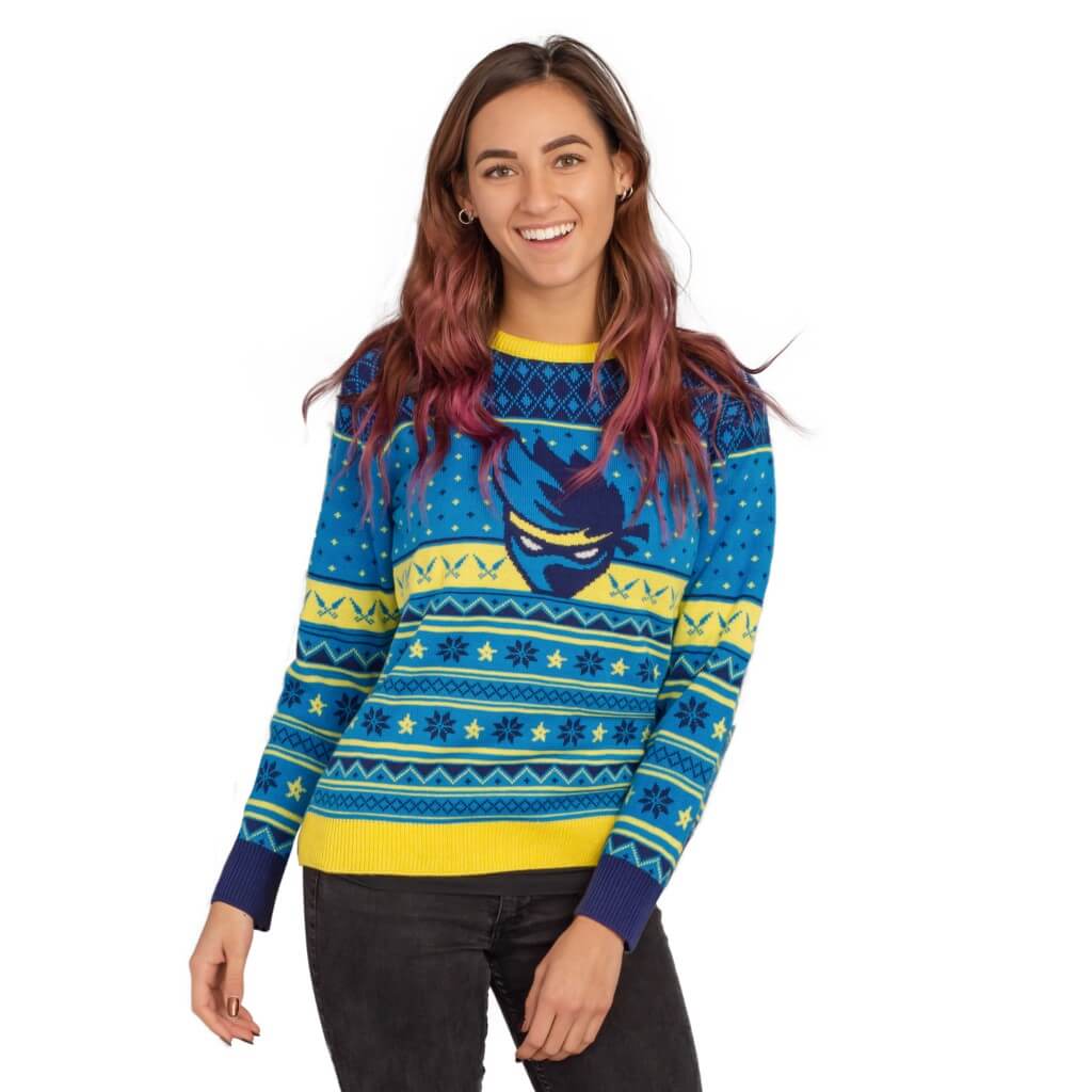 Women's Fortnite Ninja Logo Ugly Christmas Sweater Shurikens Pattern - Image 2