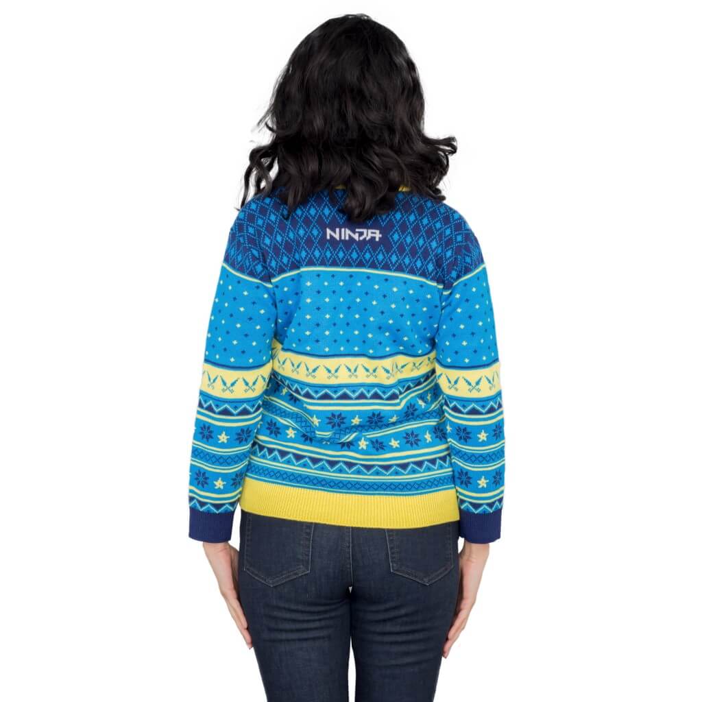 Women's Fortnite Ninja Logo Ugly Christmas Sweater Shurikens Pattern - Image 4