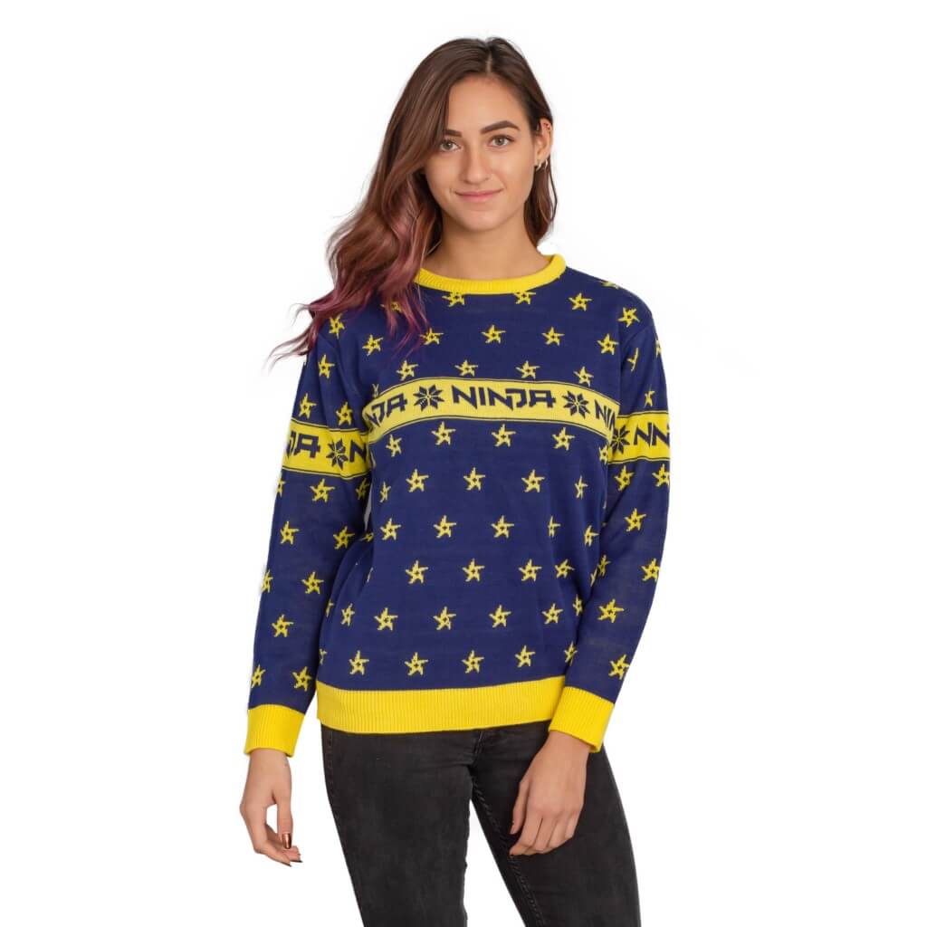 Women's Fortnite Ninja Ugly Christmas Sweater with Shuriken - Image 4