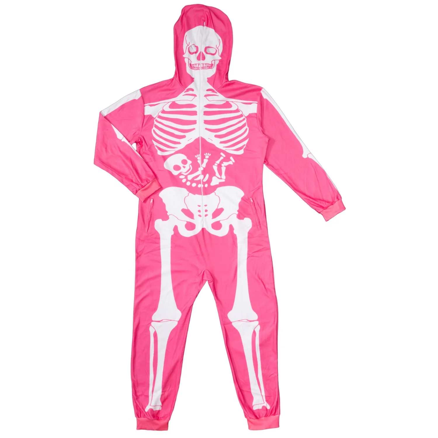 Women's Pink Skeleton Halloween Costume Cosplay Jumpsuit (With Mask) - Image 7
