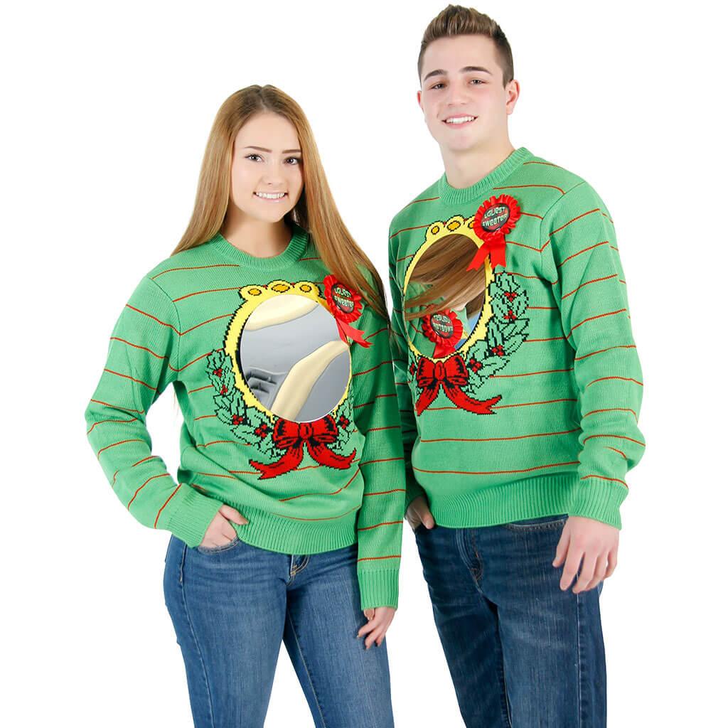 Women's Ugliest Sweater Award Humorous Ugly Christmas Sweater (with Mirror) - Image 2