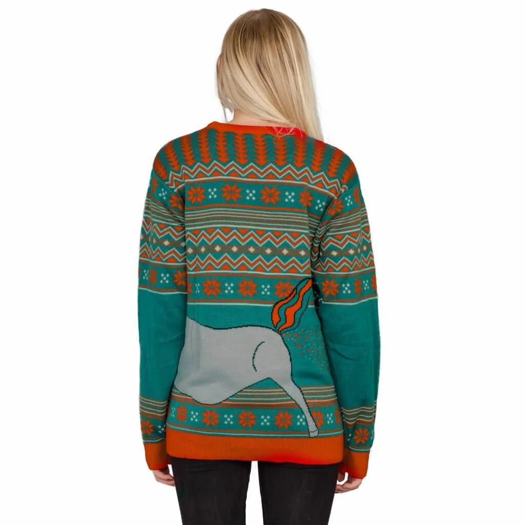 Women's Unicorn Candy Canes and Star Dust Ugly Christmas Sweater - Image 2