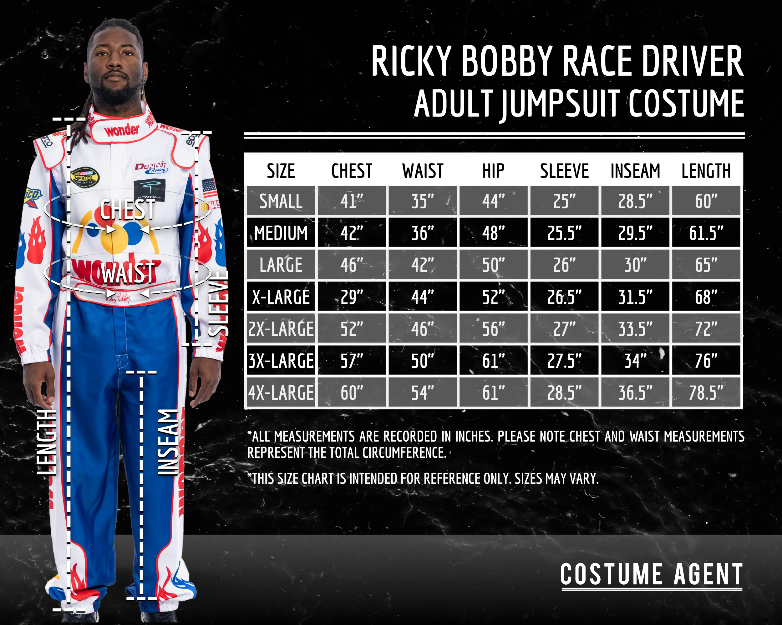 WonderBread Jumpsuit: Ricky Bobby Race Driver Costume Mashup (No Embroidery) for Adult Halloween Cosplay - Image 10