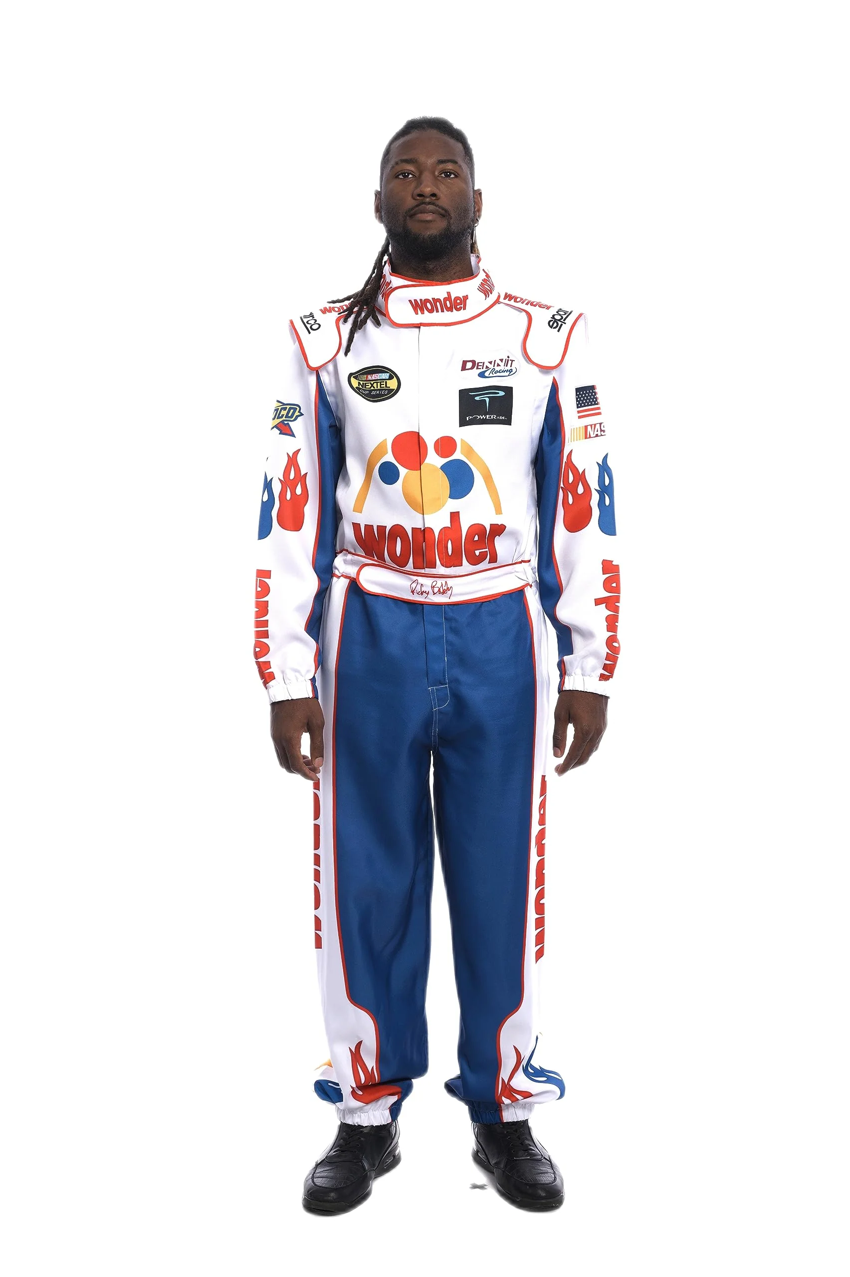 WonderBread Jumpsuit: Ricky Bobby Race Driver Costume Mashup (No Embroidery) for Adult Halloween Cosplay - Image 2