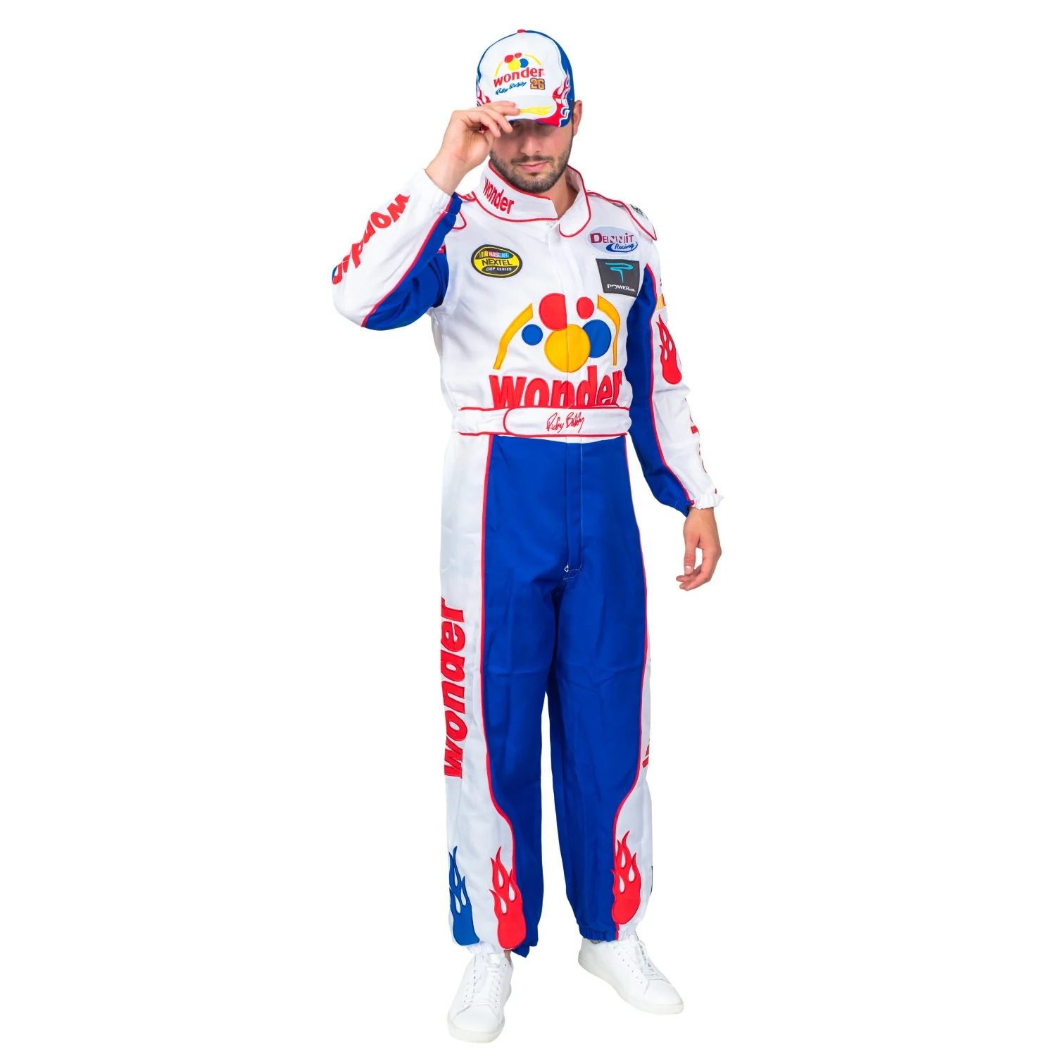 WonderBread Jumpsuit: Ricky Bobby Race Driver Costume Mashup (No Embroidery) for Adult Halloween Cosplay - Image 7