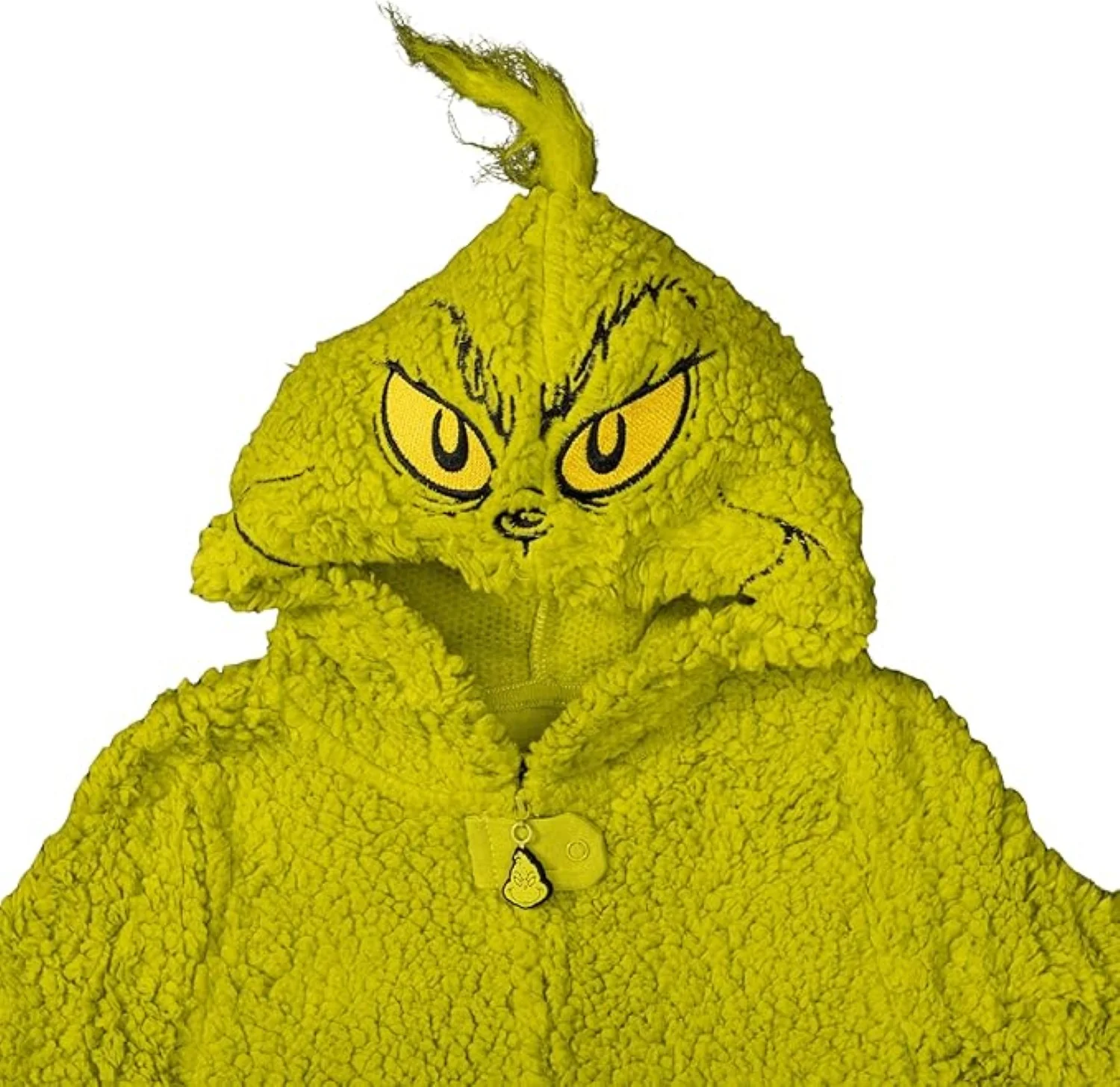 Youth Kids Toddler Grinch Sherpa Union Suit Pajamas Halloween Cosplay Costume - Image 2
