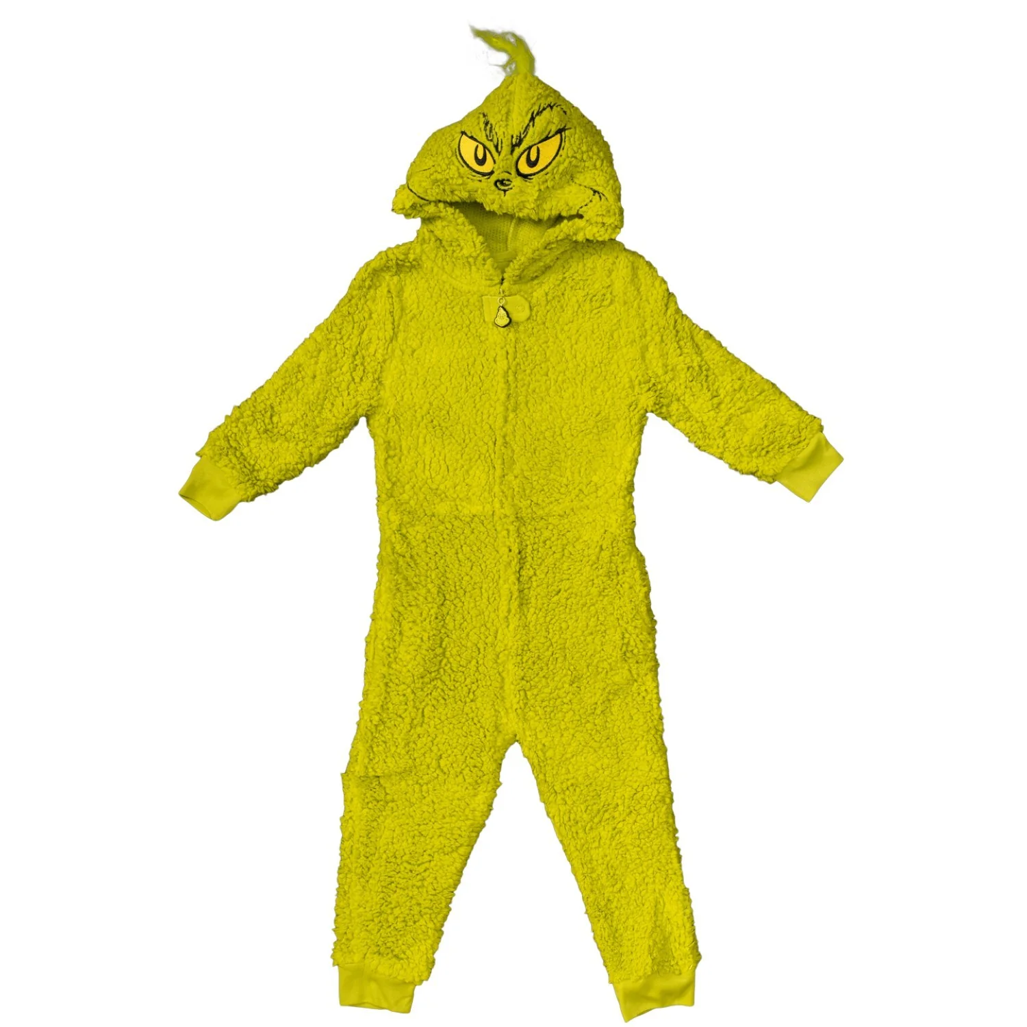 Youth Kids Toddler Grinch Sherpa Union Suit Pajamas Halloween Cosplay Costume - Image 6